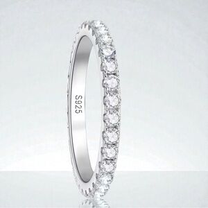 💍Gorgeous Sterling Silver 9.25 Genuine .25C Moissanite Full Eternity Band
